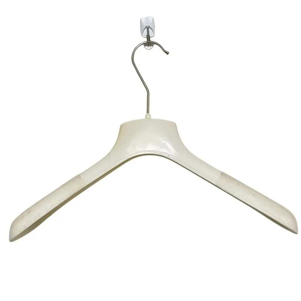 Escada Ivory Plastic Garment Coat Hanger Velvet-Like Non-Slip Fabric Gold Logo